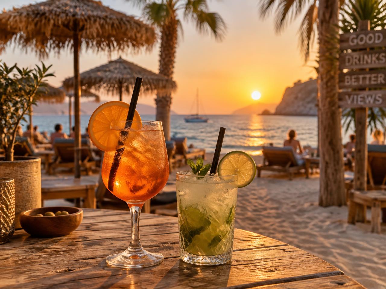 Cocktails at sunset (mood photo)